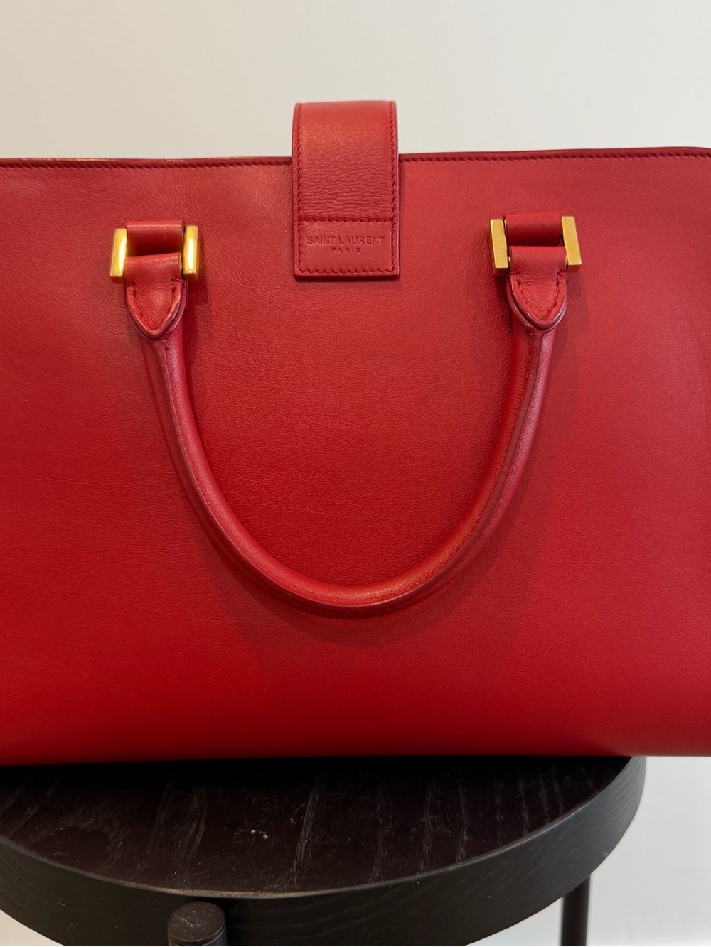 Saint Laurent Red Leather Cabas Le Monogramme Small Satchel / Crossbody - Picture 6 of 11